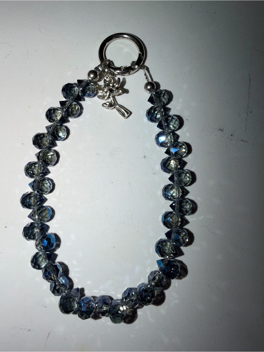 Crystal Bead Keychain in Blue-Grey